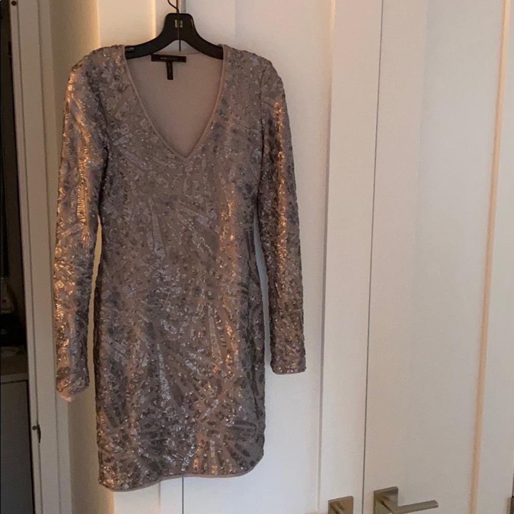 BCBG grey sequin dress